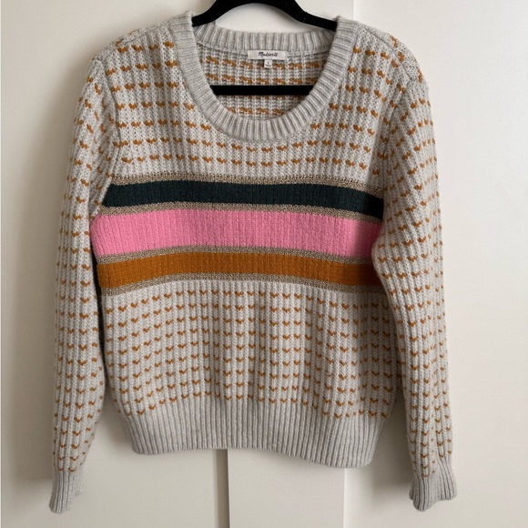 Madewell Barfield Stripe Sweater Merino Alpaca Blend Ski Vibe Stripe Slopes L - Picture 8 of 10